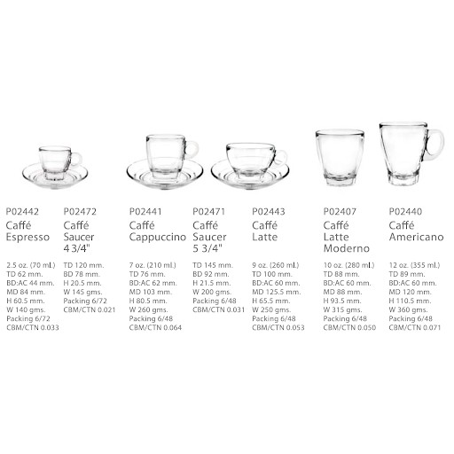 Bộ 6 Tách Caffe Americano Ocean - P02440 - 355ml