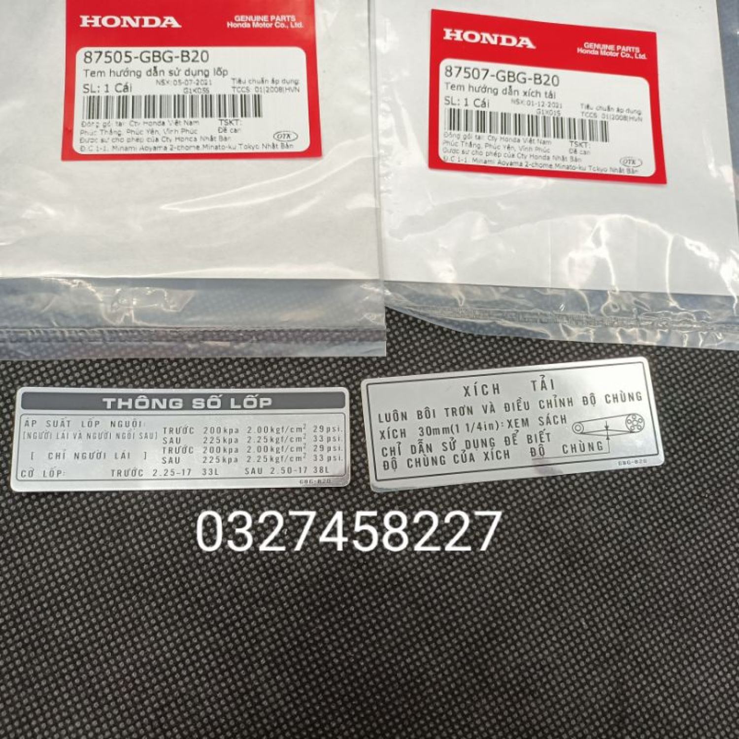 2 tem hộp xích, sên cacte xe Super DREAM zin chính hãng