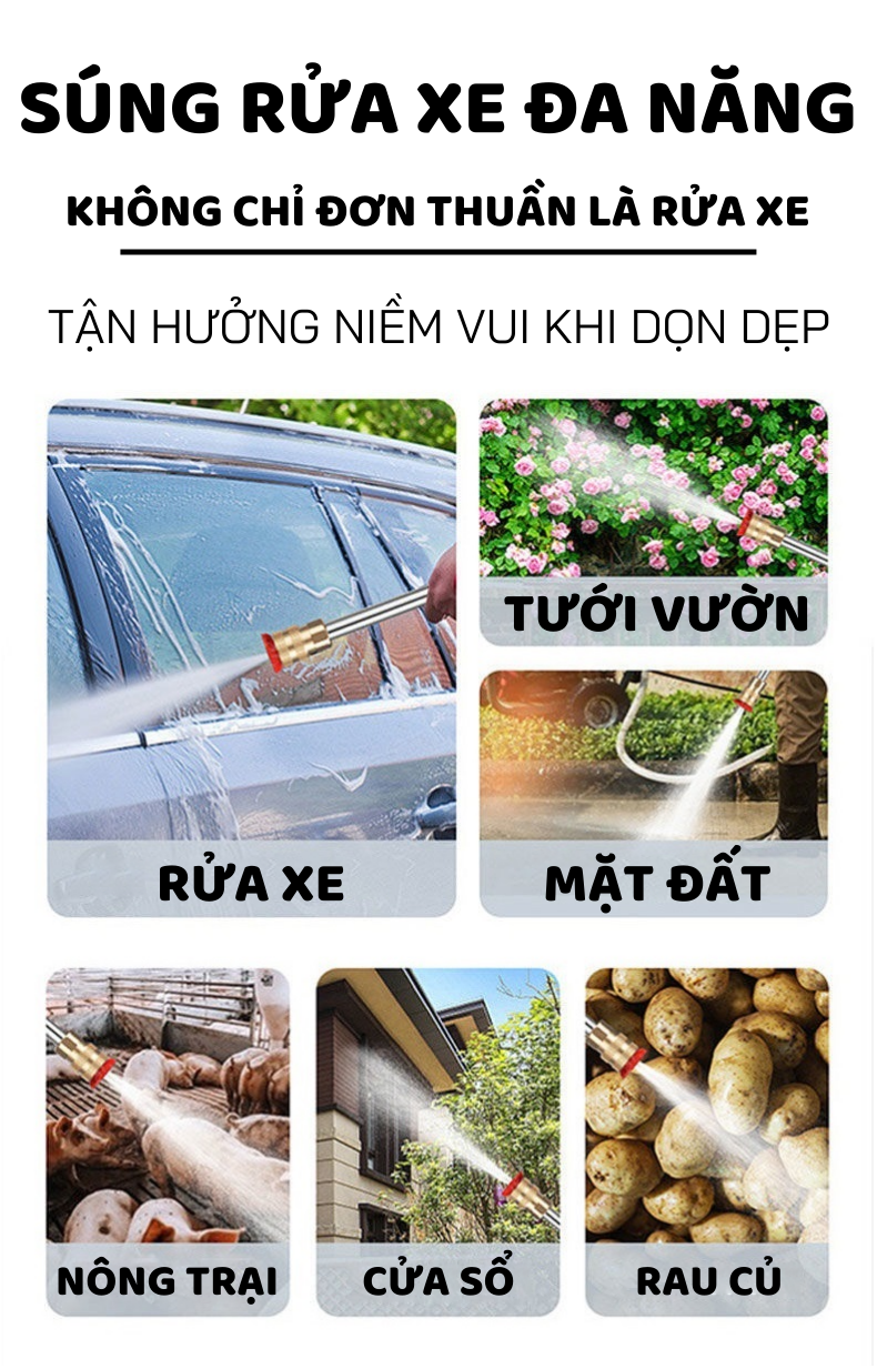 Máy rửa xe dùng pin mini, Máy xịt rửa tăng áp