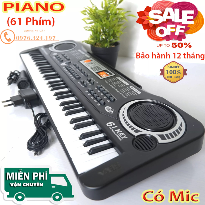 Đàn Piano.đàn piano cho bé 61 Phím Tặng kèm Micro Hát - Bé Học Đàn Tại Nhà Phát Triển Tay, Trí Não ,Thuộc Bàn Phím - Đàn Organ Cho Người Lớn Và Trẻ Em - Đàn Kỹ Thuật Số Âm Cực Hay- tại Rosea Crystal-Mall