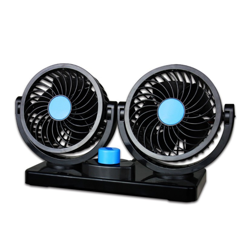 Quạt đôi mini 360 độ cổng 12v để trong ô tô, bàn làm việc chuyên dụng