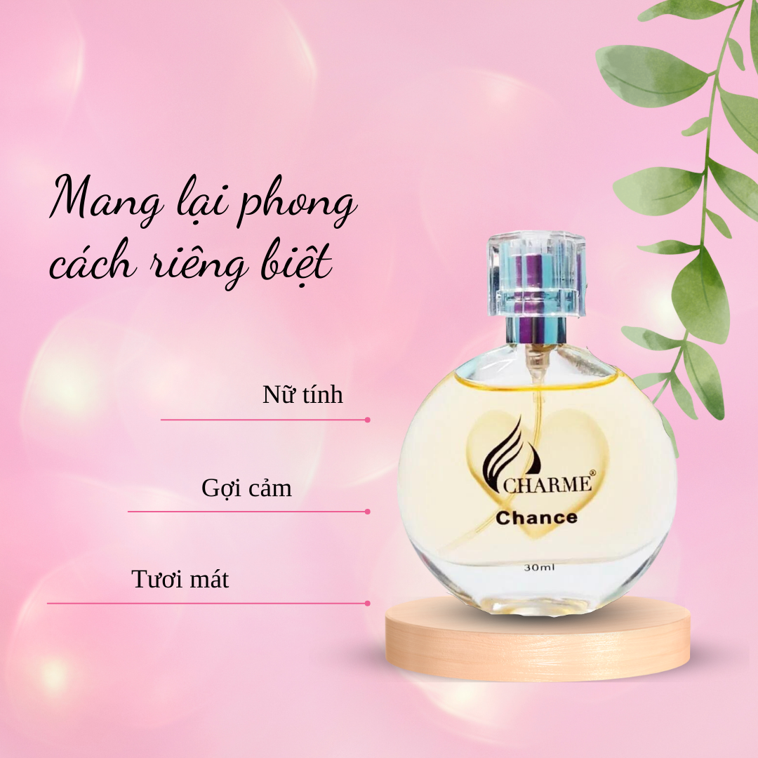 Nước Hoa Nữ Charme Chance 30ml,Nước Hoa Chính Hãng,Nước Hoa Cao Cấp,Nước Hoa Tỏa Hương Xa,Nước Hoa Thơm Lâu 48H