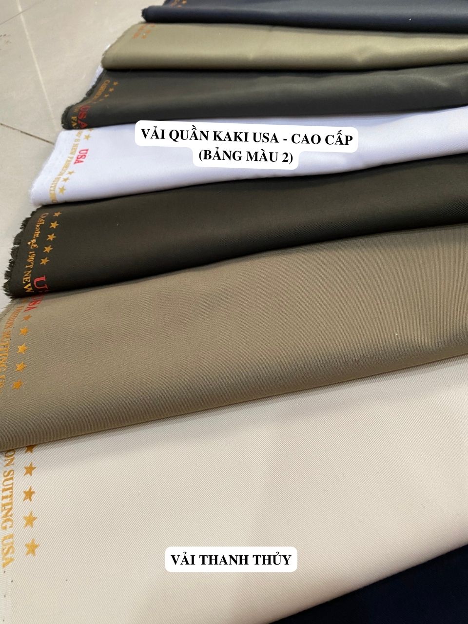 VẢI KAKI NGÔI SAO - TRUNG CẤP - BẢNG MÀU 2 (FORM TIÊU CHUẨN) MAY QUẦN NAM CÔNG SỞ
