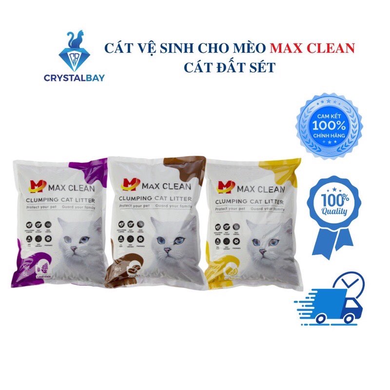 Cát vệ sinh cho mèo, Cát đất sét Max Clean – 4kg (8L), vón cục tốt, khử mùi hiệu quả, tiết kiệm