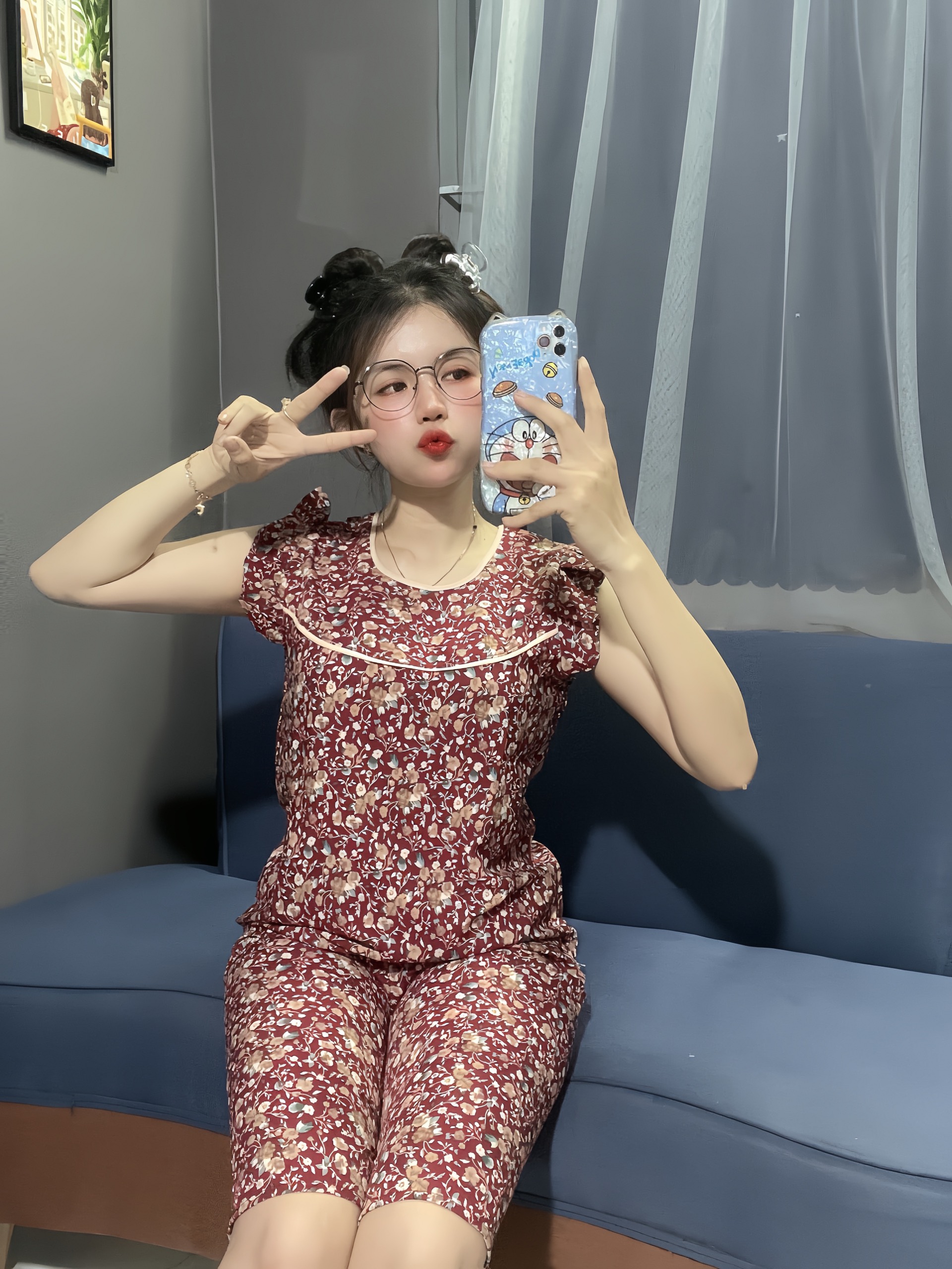[ 3 SIZE 42-67KG] BỘ ĐỒ LỤA LỬNG HOA NHÍ MẶC NHÀ TAY CÁNH TIÊN MỀM MÁT