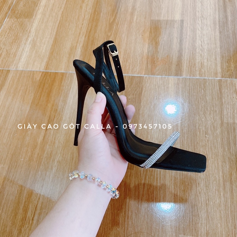 sandal hở gót mũi vuông dây đá cao 8cm - 12cm (giày cao gót Calla)