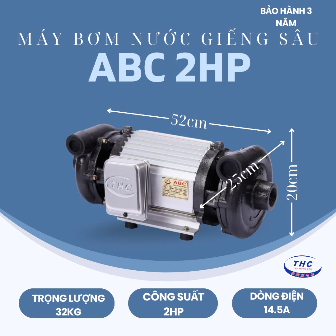 [HCM] MÁY BƠM NƯỚC HÚT GIẾNG 2 ĐẦU ABC 2HP - ABC1500