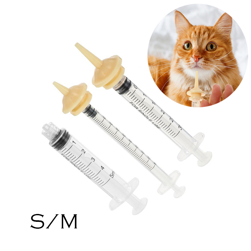(Tặng bơm tiêm 3ML) Núm vú giả thú cưng Bình sữa Bình ti thú cưng
