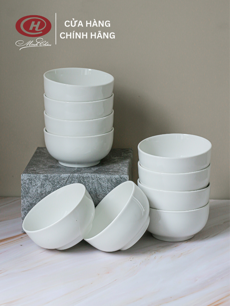 Chén Cơm Sứ Trắng Trơn 11.5cm - C07 - Sứ Minh Châu