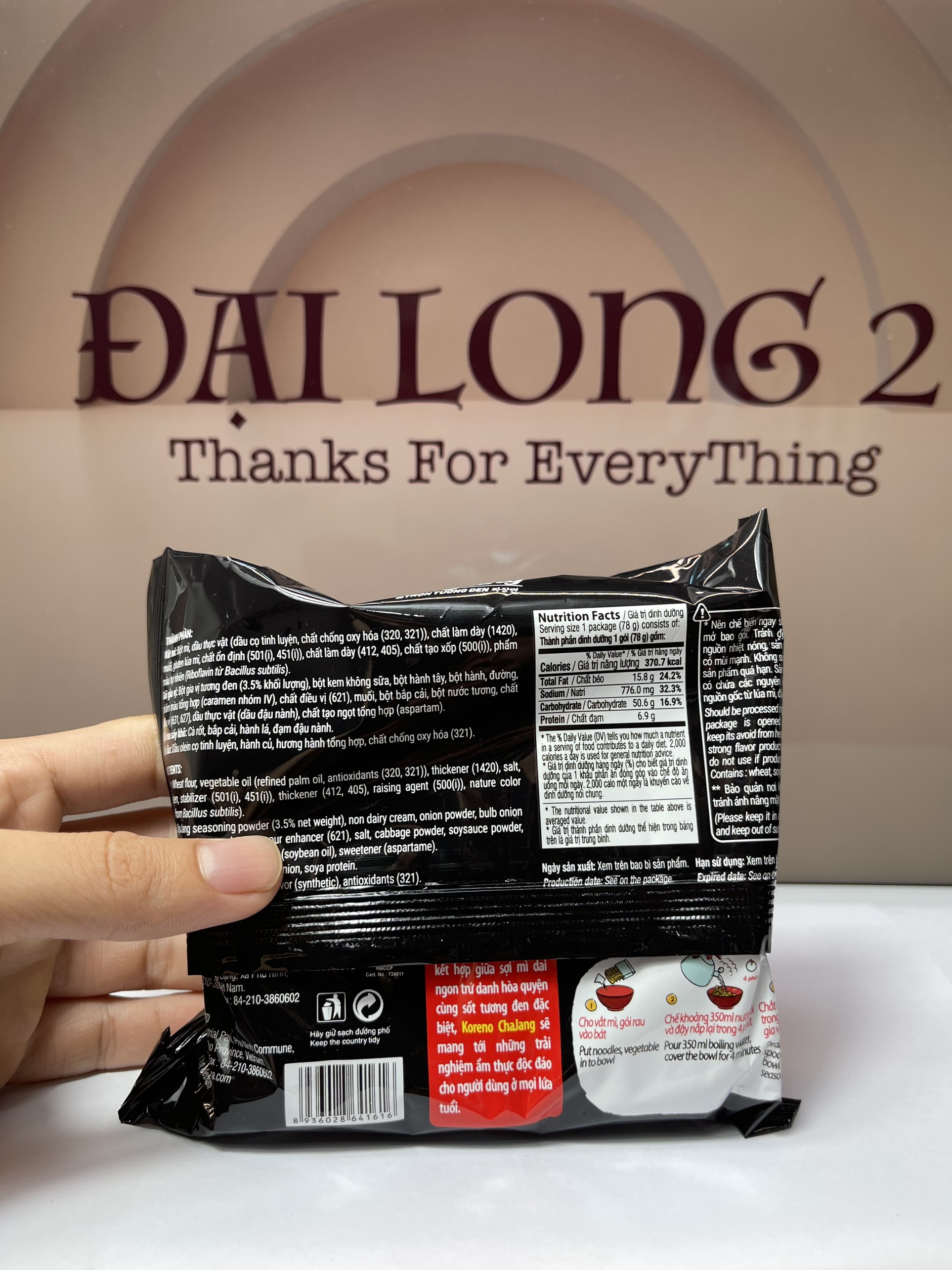 {Siêu Hot} Mì Trộn Tương Đen Koreno Hàn Quốc 78g ( Combo 10gói)
