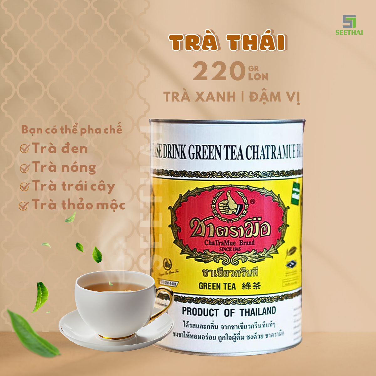 Trà thái xanh trà thái đỏ CHATRAMUE pha trà sữa Thái đúng chất