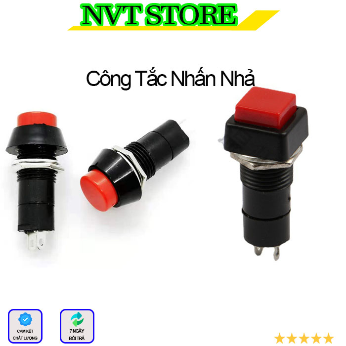[Set 5 Công Tắc] Nút nhấn nhả thân tròn PBS-305B | 250V-3A