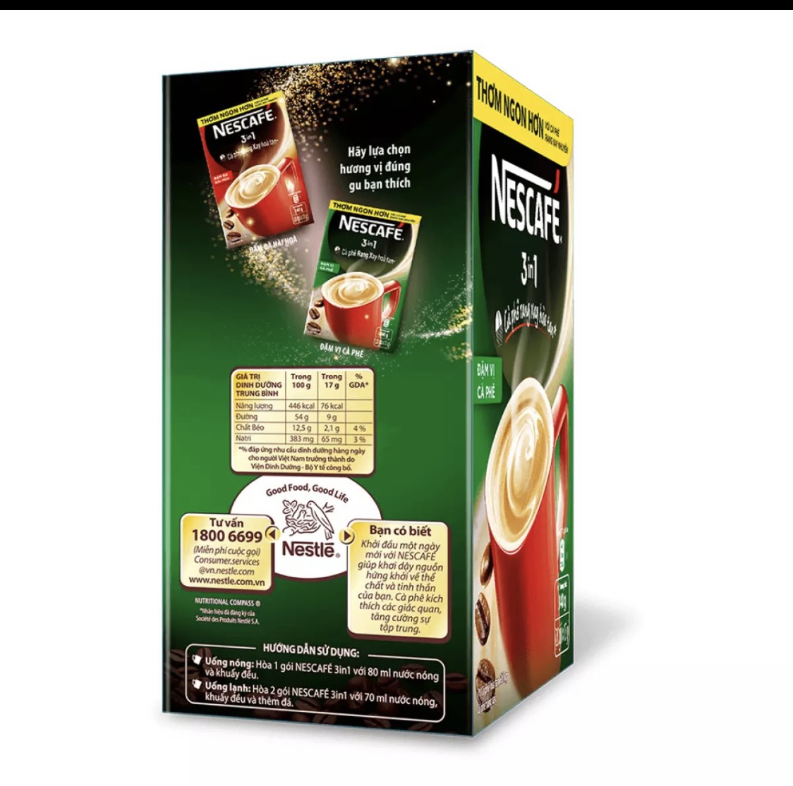 [HCM] Nescafé 3in1 Cà Phê Rang Xay Hòa Tan Đậm Vị Cà Phê (Hộp 20 gói x 17g)