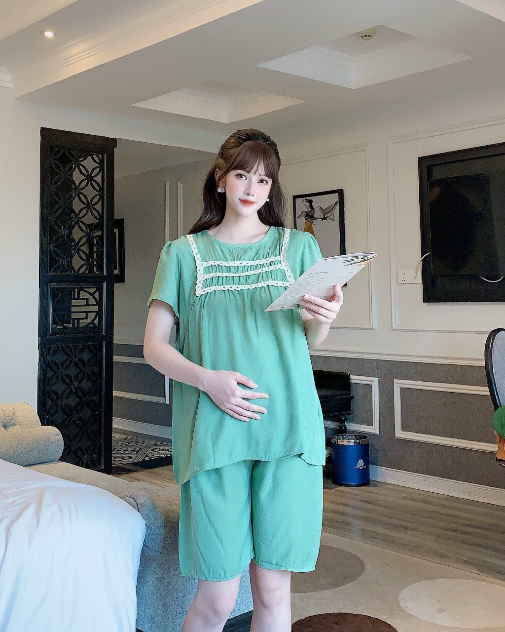 bộ đồ bầu mặc nhà kết hợp sau sinh