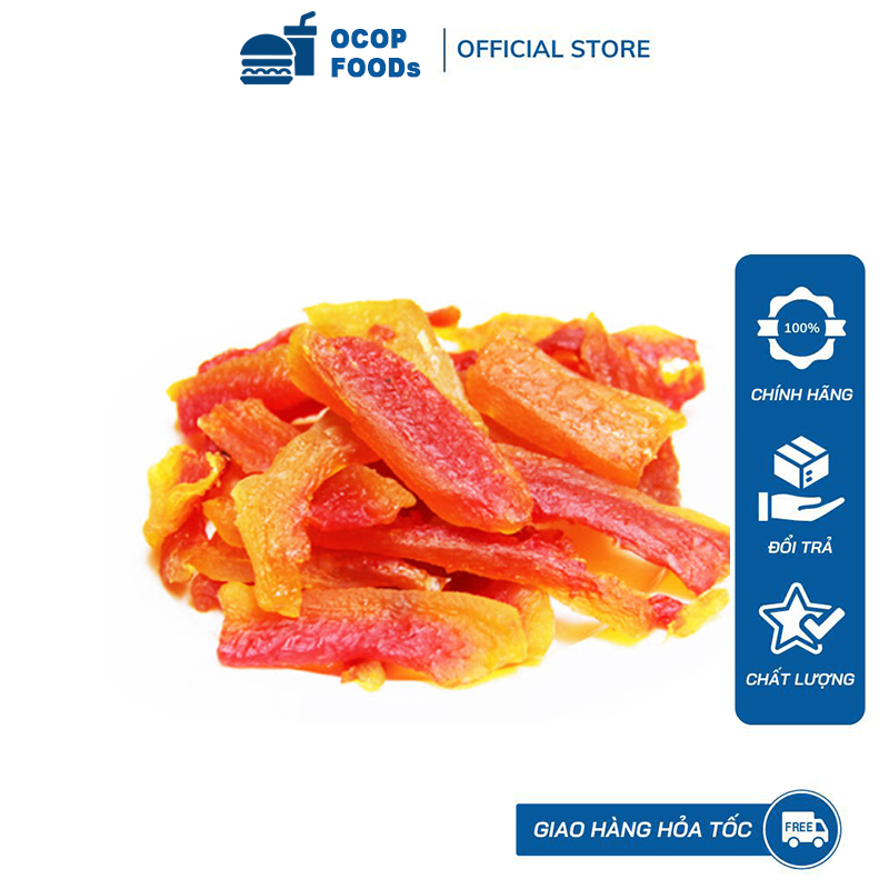 Đu đủ sấy dẻo (túi 200g), trái cây sấy dẻo thơm ngon