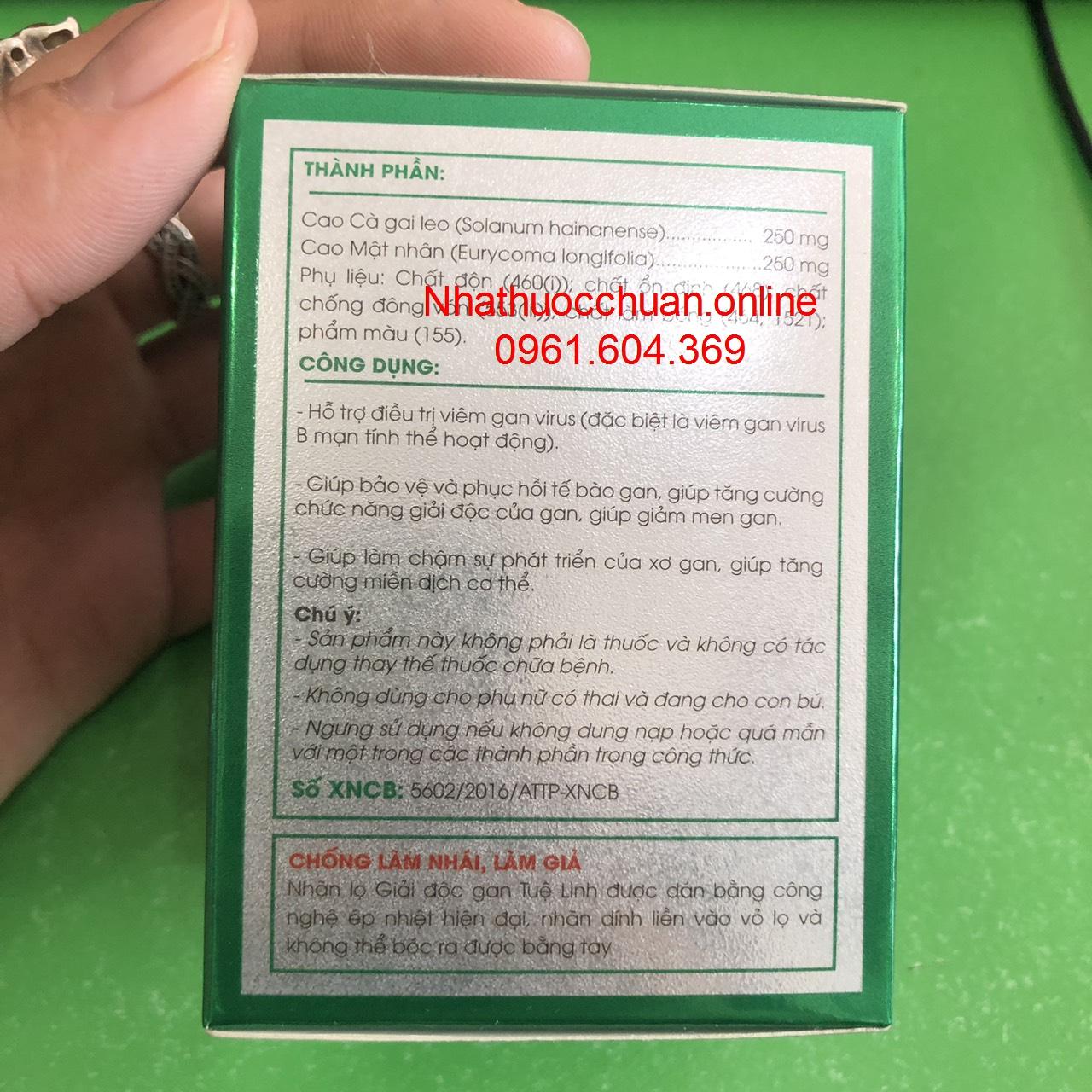 Viên giải độc gan Tuệ Linh ( Hộp 60 viên)