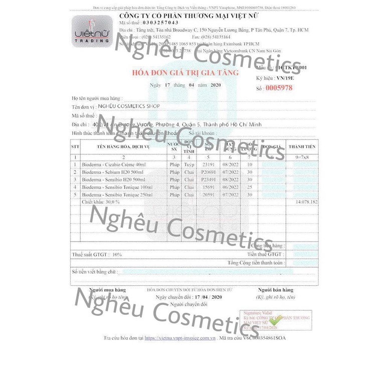 Nước Tẩy Trang Làm Sạch Da Bio Pháp 500ml