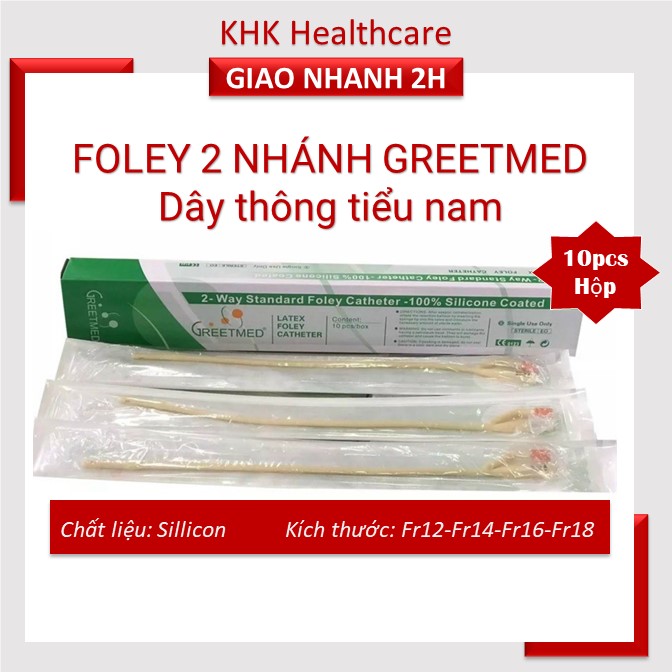 Dây thông tiểu foley 2 nhánh cho bệnh nhân nam