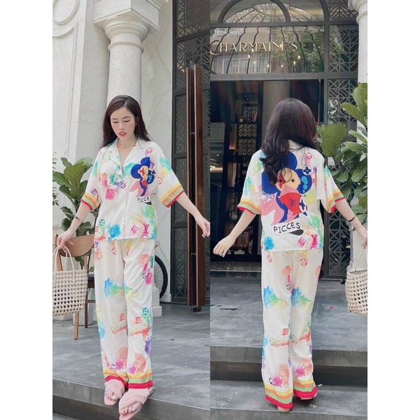 Đồ bộ nữ mặc nhà Lụa mềm mát Cao Cấp - Đồ bộ pyjama nữ mặc nhà