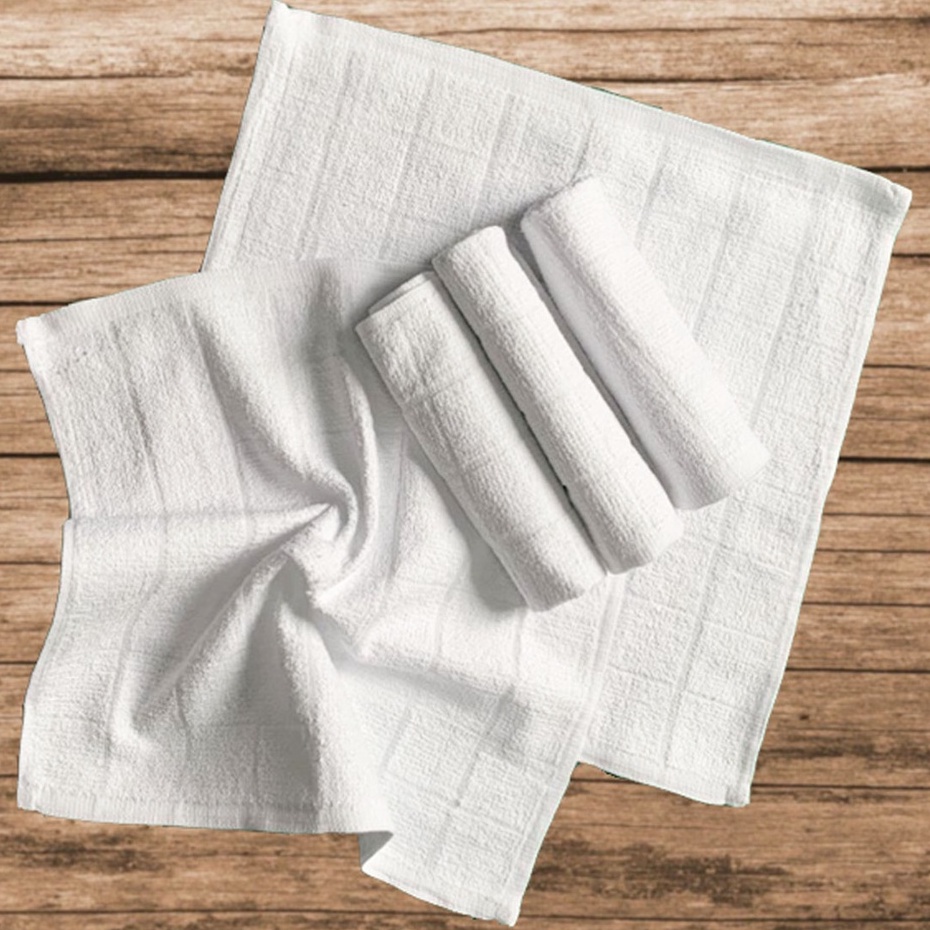 combo 05 Khăn lau mặt vuông trắng LOẠI 1 khăn lau đa năng nhà hàng khăn khách sạn Spa khăn lau đa năng ( MÀU TRẮNG)