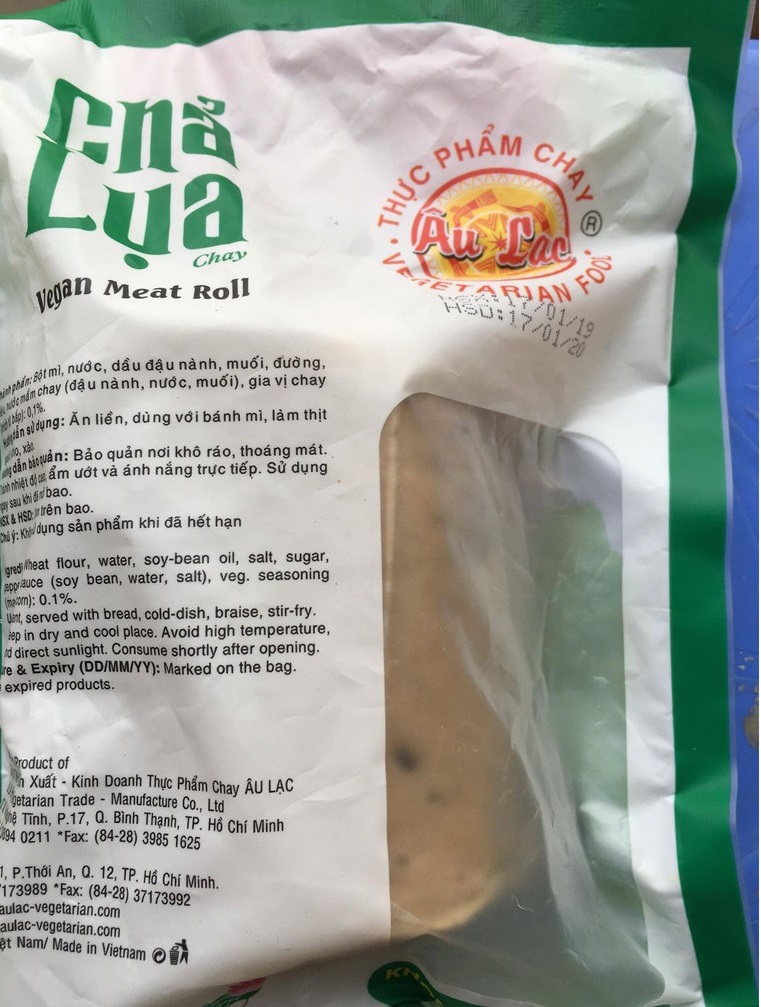 CHẢ LỤA (giò) chay Âu Lạc gói 250g 1 khúc