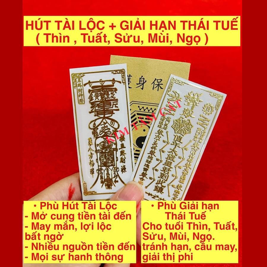 [ĐÃ KHAI QUANG] Bộ 2 linh phù giải hạn thu hồi tài lộc ( thái tuế, ngũ lộ) dán điện thoại
