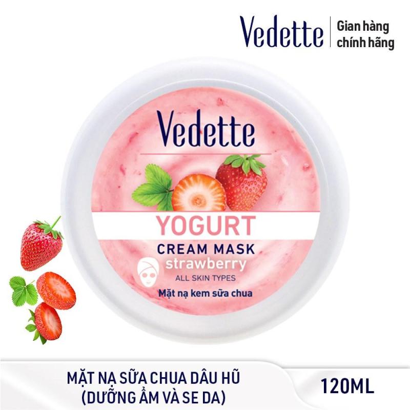 Mặt nạ kem sữa chua dưỡng ẩm mịn màng Dâu Vedette Yogurt Cream Mask - Strawberry 120ml (dạng hũ)