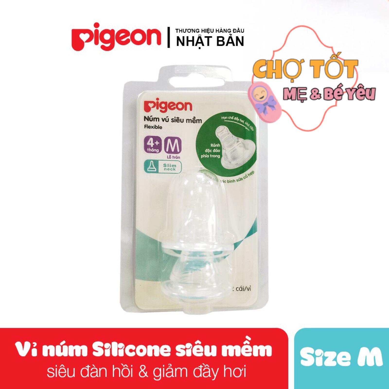 Núm ty pigeon cổ hẹp size m siêu mềm