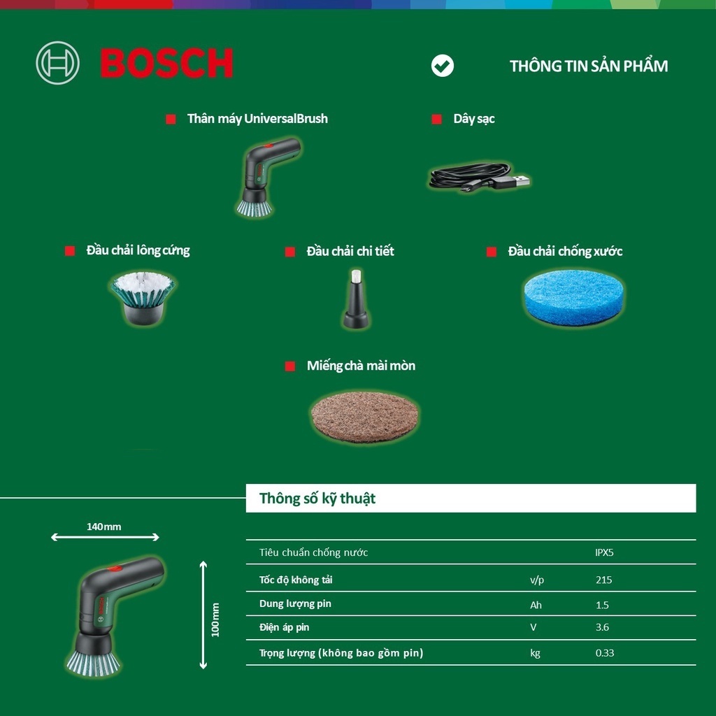 Máy cọ rửa vệ sinh đa năng dùng pin BOSCH UNIVERSALBRUSH