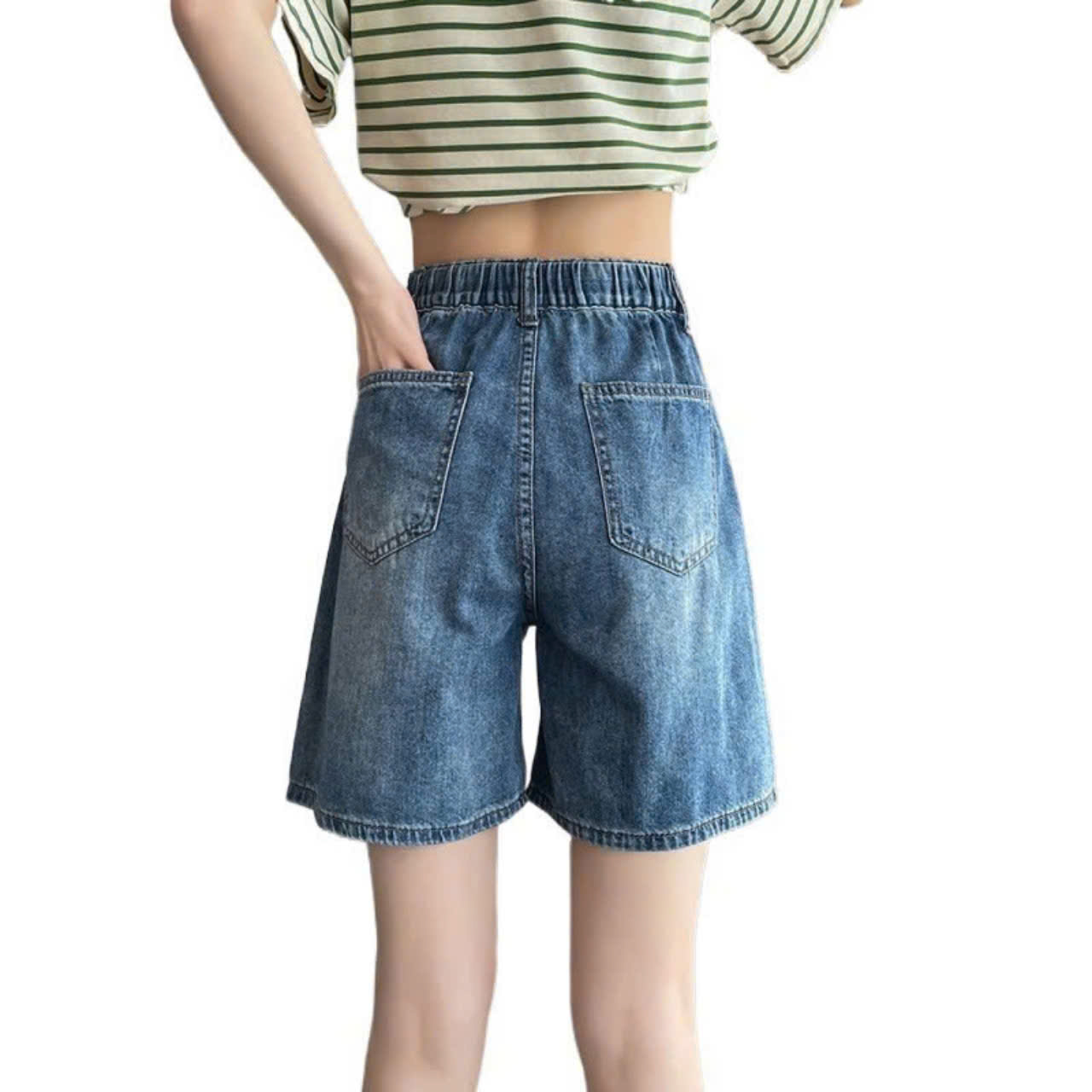 Quần jean denim nữ ống rộng dáng lửng ngố form basic cá tính size S,M,L, XL, XXL