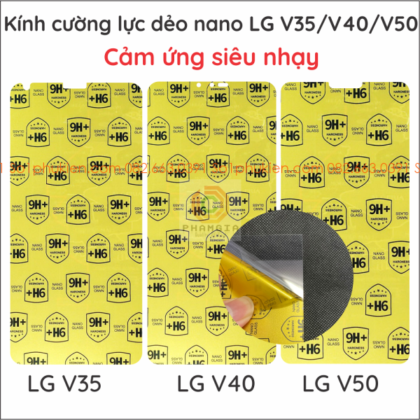 Dán cường lực LG V35 / V40 / V50  trong suốt, nano dẻo siêu bền, độ cường lực 9H+