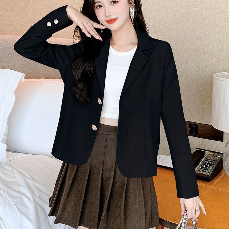 Aó khoác blazer dáng ngắn from rộng thời trang trẻ phong cách hàn quốc ,áo khoác vest nữ ngắn tay dài hai lớp thời trang mùa hè