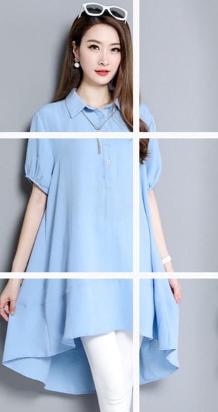 Đầm bầu ngắn tay cổ sơ mi công sở b39