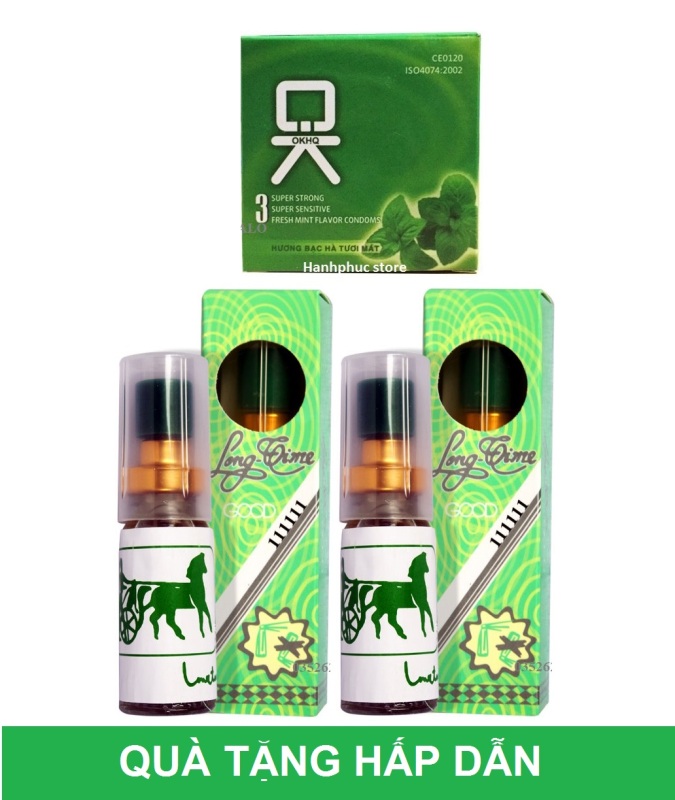Combo 1 Bao cao su OK tặng 2 chai xịt Longtime kéo dài thời gian (5ml/chai)