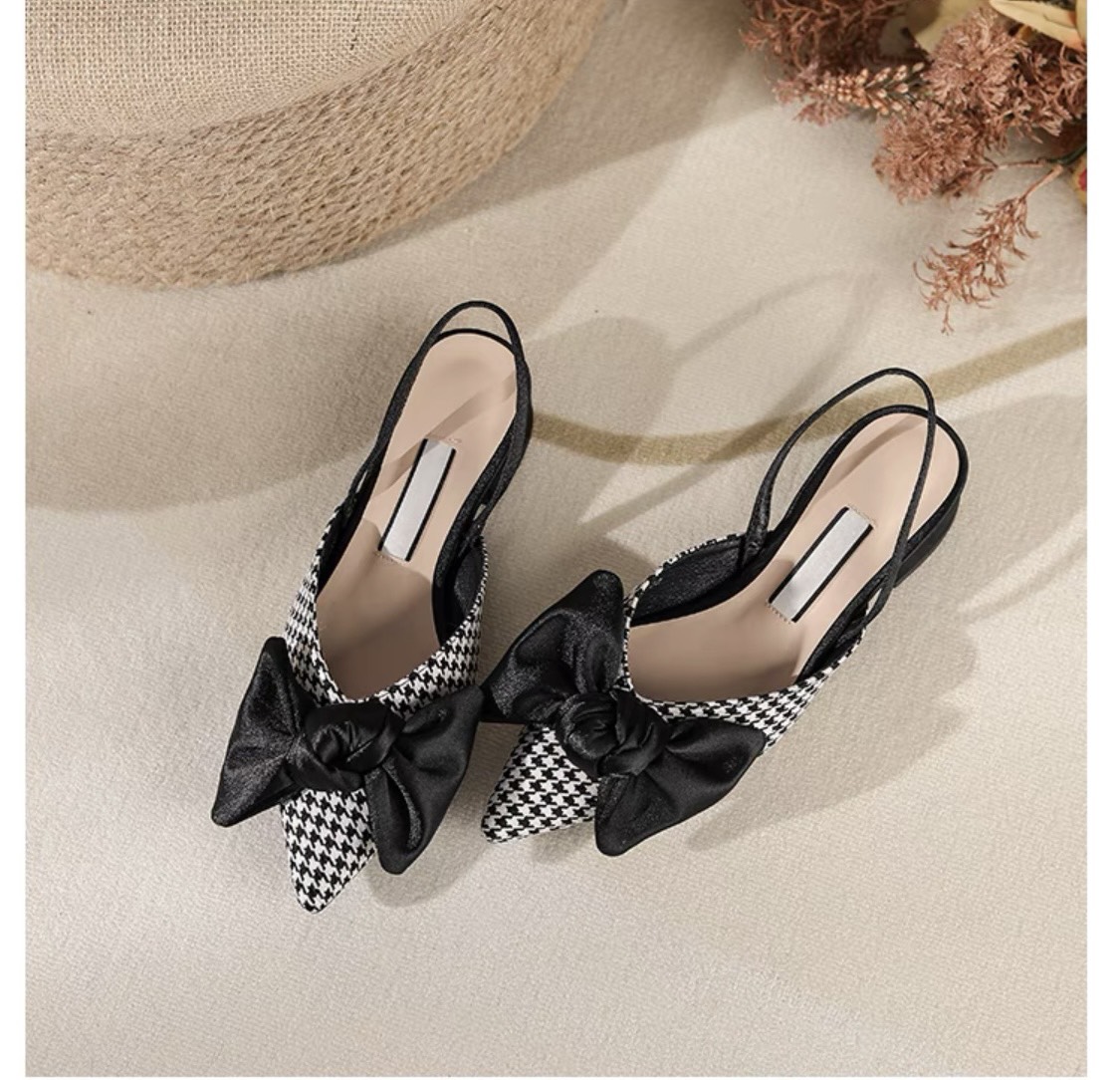 Sandal/ Dép Nữ Mũi Nhọn Nơ Lụa- hottrend ( sandal lụa) Mã H20caro