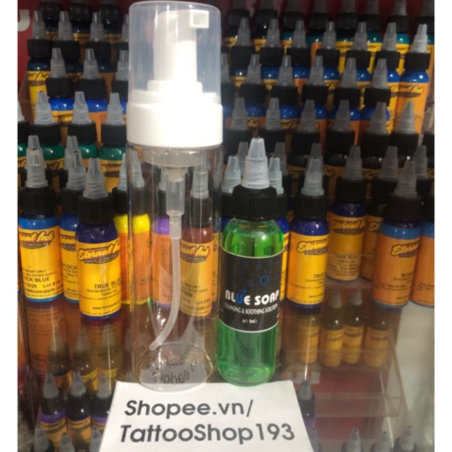 Cặp tạo bọt vệ sinh hình xăm,bluesoap 60ml