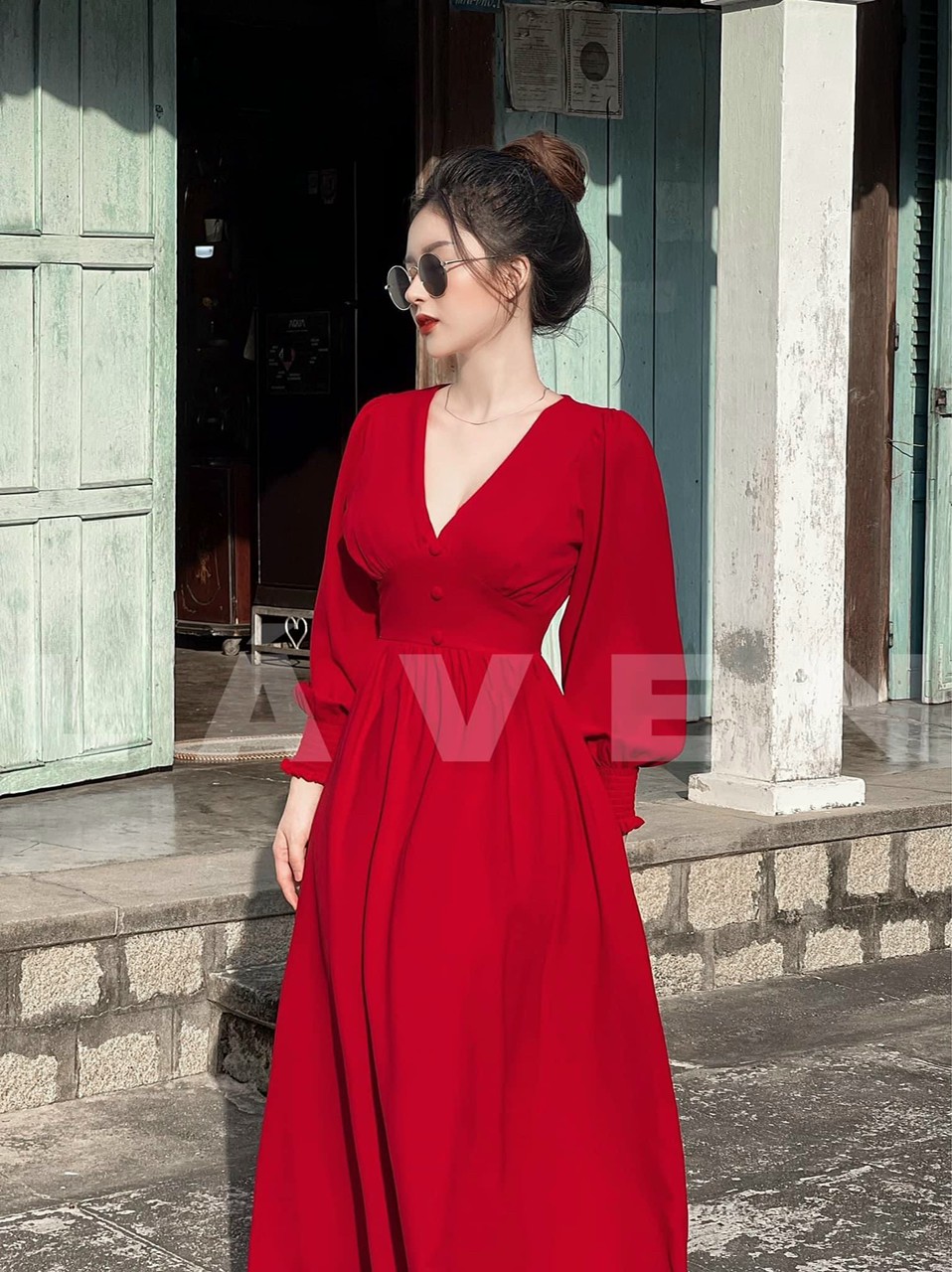 Đầm Maxi Cổ V Thanh Lịch