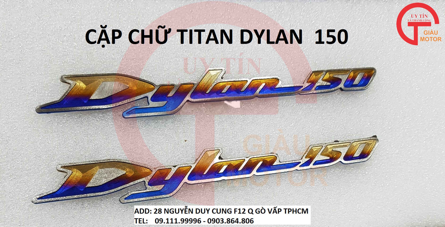 Cặp tem titan chữ dylan dán xe honda dylan