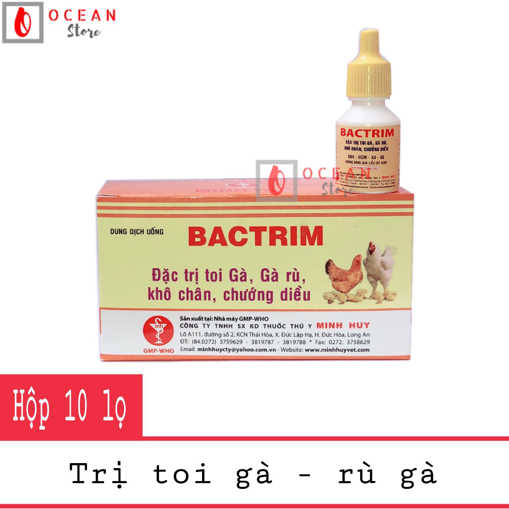 Thuốc uống trị toi, rù gà, khô chân, chướng diều - 1 hộp Thuốc Bactrim 10ml