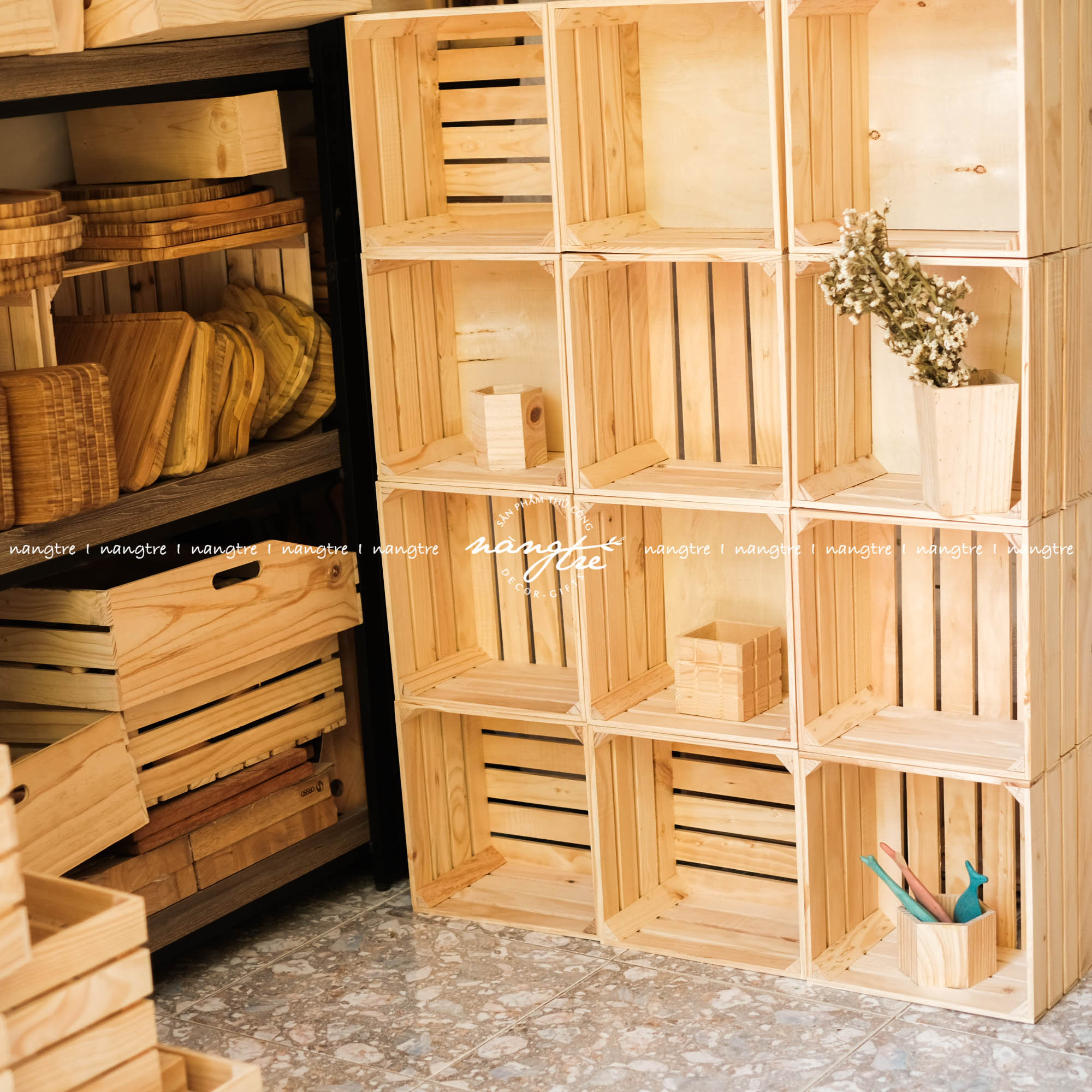 Thùng/Kệ gỗ pallet vuông (cao 30cm)