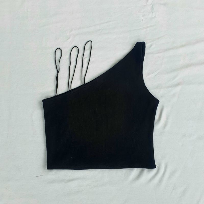 Áo 3 dây chéo thân dáng croptop thun gân - A23D