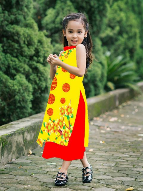 [HCM]Set bộ bé gái - Set áo dài cách tân bé gái size từ 8-45kg