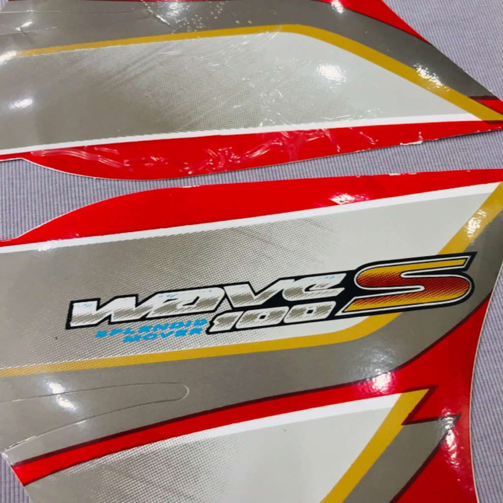 Trọn bộ tem rời dán xe máy Honda Wave S 100 màu đỏ
