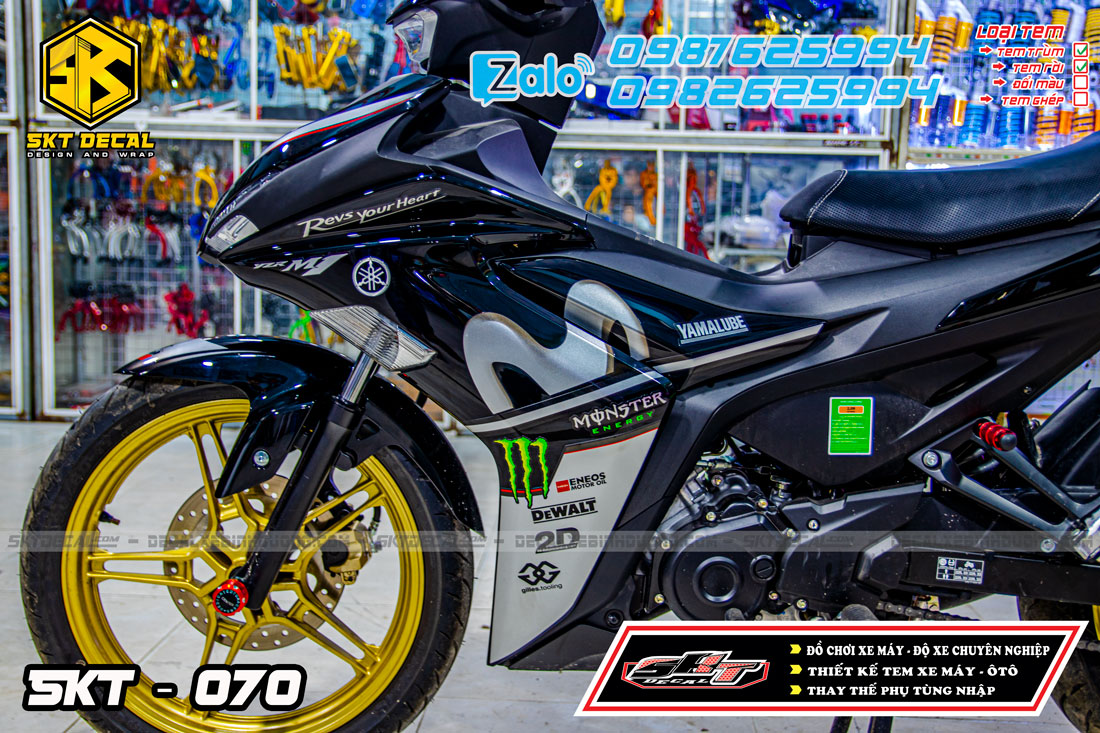 tem rời xe exciter 155 đen bạc movistar