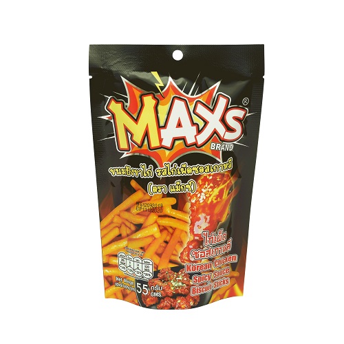 Bim bim MAXs - Bim bim que Thái Lan - gói 55g (vị ớt Thái Lan, vị sốt Gà Hàn Quốc, vị sốt thịt nướng BBQ)