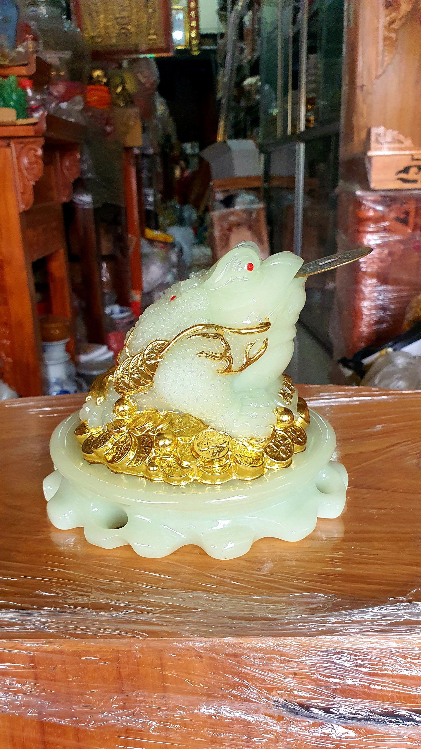 Cóc ngậm tiền vàng đá cao 15cm ( hàng nhập khẩu Đài Loan số lượng có hạn )