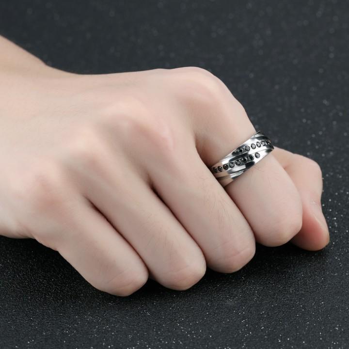 Nhẫn Nam Đính Đá Đen Titan Không Đen TT 1264