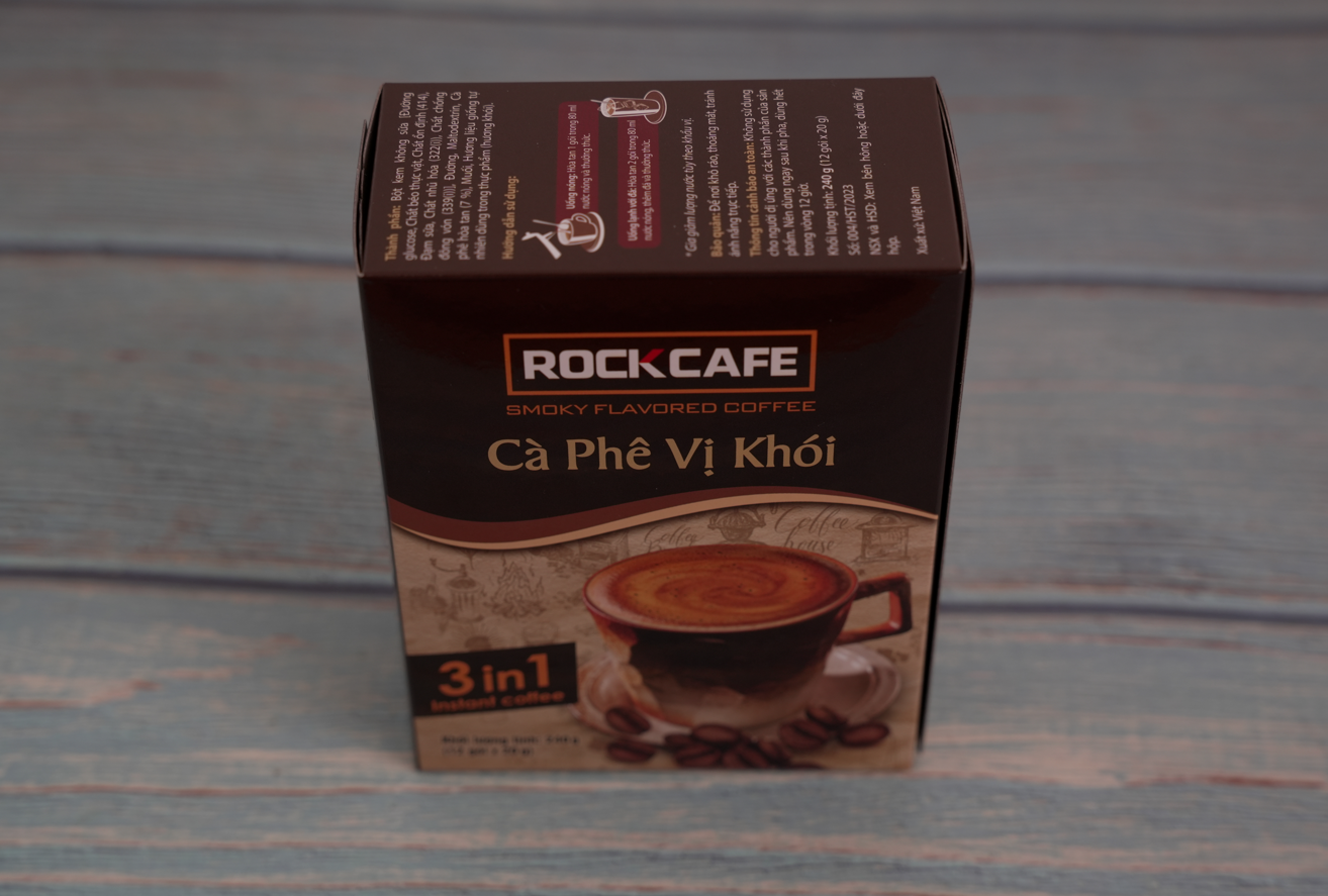 Rockcafe - Smoky Flavored Coffee - 3-in-1 Instant Coffee - Box of 12 Packs X 20Gr - Unique Flavor - Unbeatably Delicious