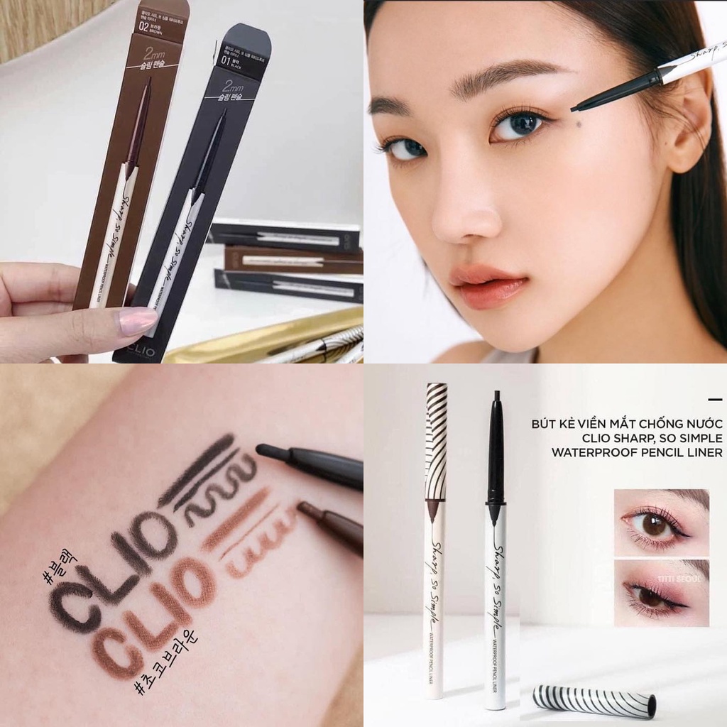 Chì kẻ mắt không trôi Clio Sharp So Simple Waterproof Pencil Liner 0.14g