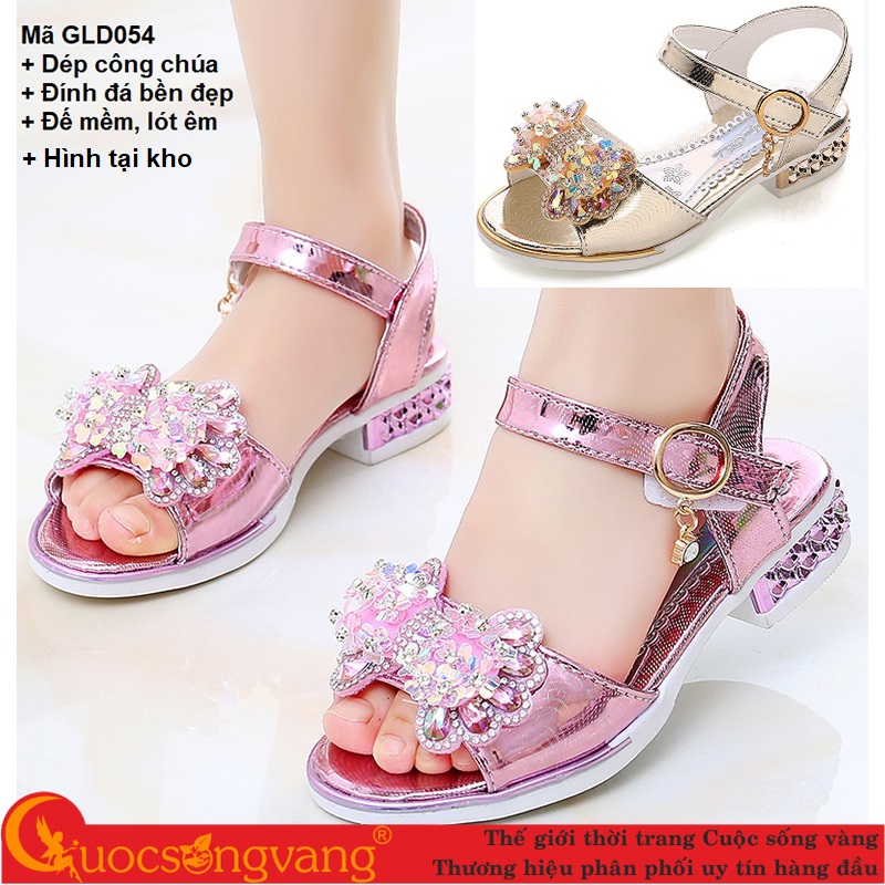 Dép bé gái đính đá đẹp dép công chúa bé gái lấp lánh GLD054 Cuocsongvang